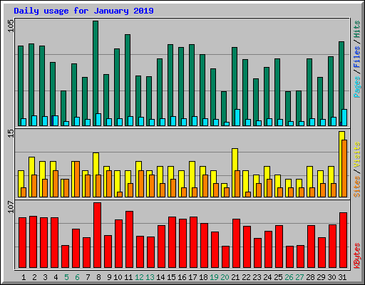 Daily usage for January 2019