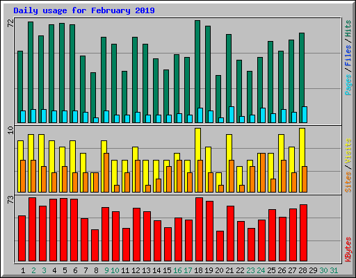 Daily usage for February 2019