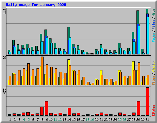 Daily usage for January 2020