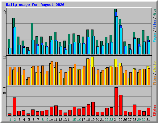 Daily usage for August 2020