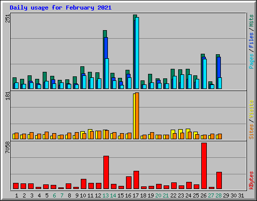 Daily usage for February 2021