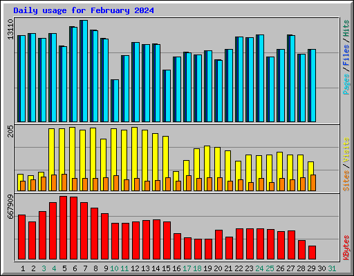 Daily usage for February 2024
