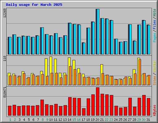 Daily usage for March 2025