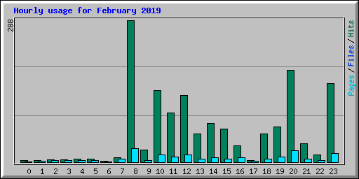 Hourly usage for February 2019